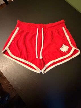 Streetwear Society Red Shorts with White Trim and Maple Graphic